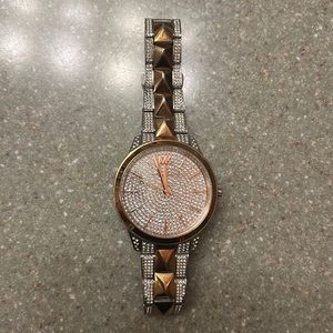 Michael Kors Womens Rose Gold Studded Watch